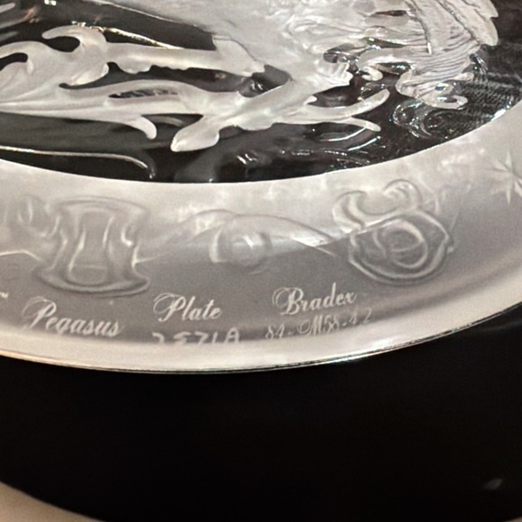 Vtg Morgantown Crystal Pegasus Plate - Celestial Astrology Mythology Star Decor - Picture 5 of 12